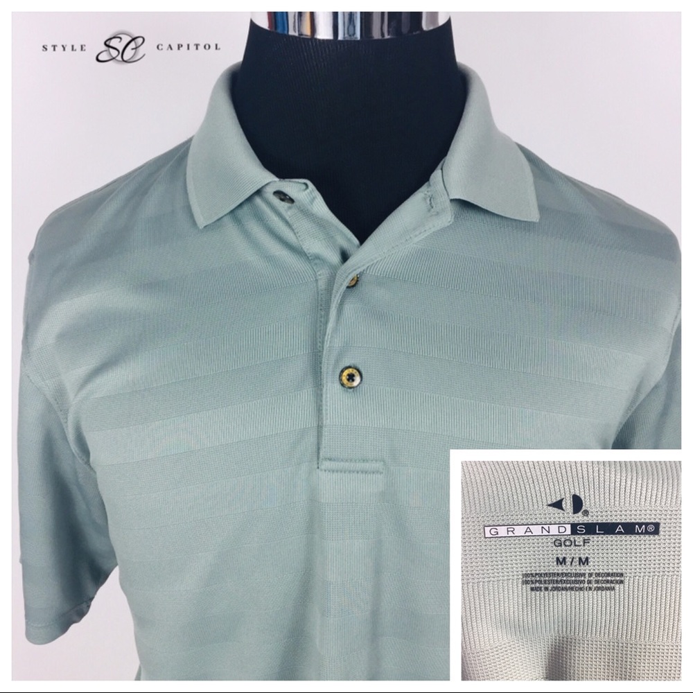 Grand Slam Men's Green Striped Buttoned Shirt M